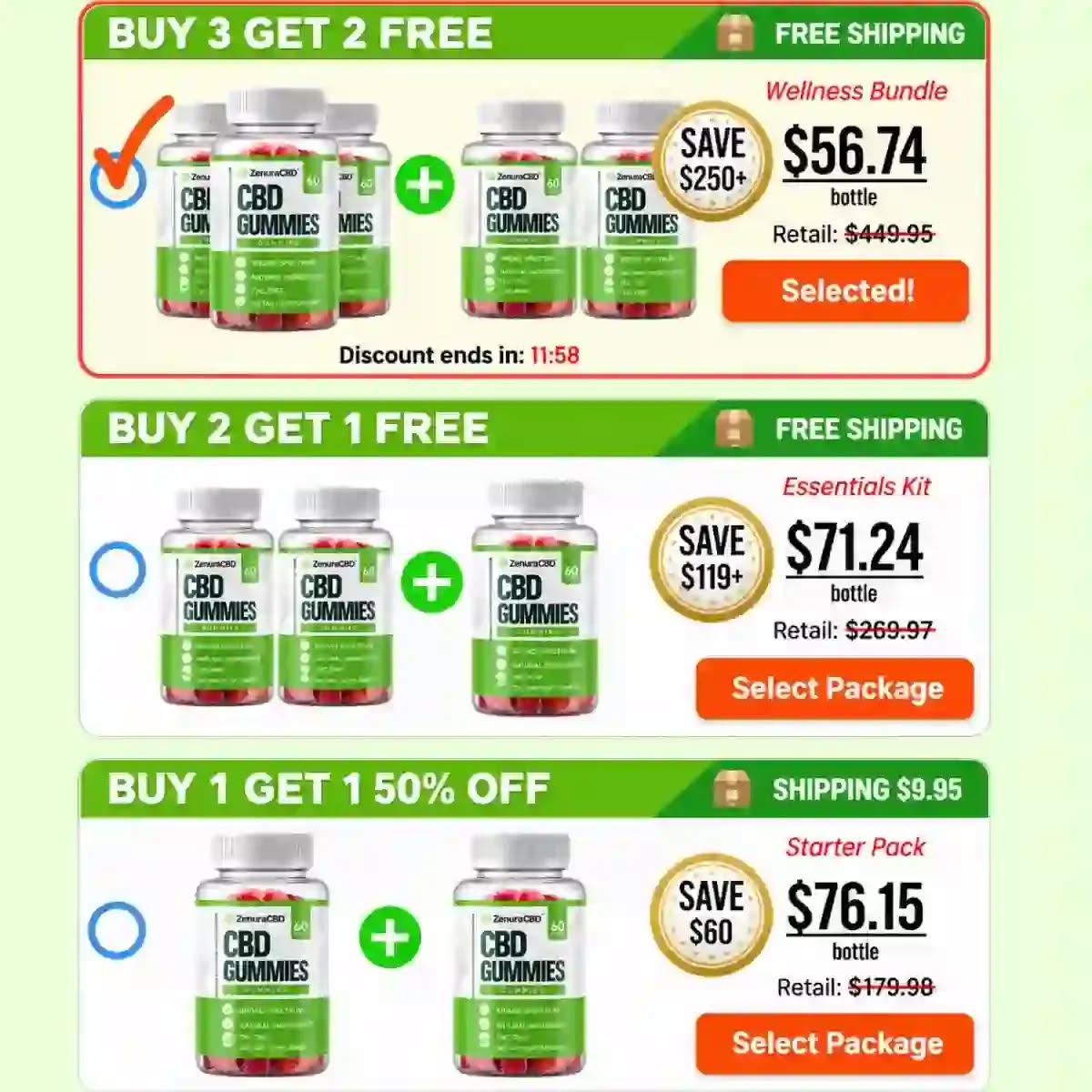 Zenuva CBD Gummies packages